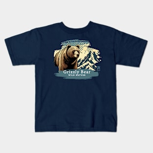 Grizzly Bear - WILD NATURE - GRIZZLY -15 Kids T-Shirt